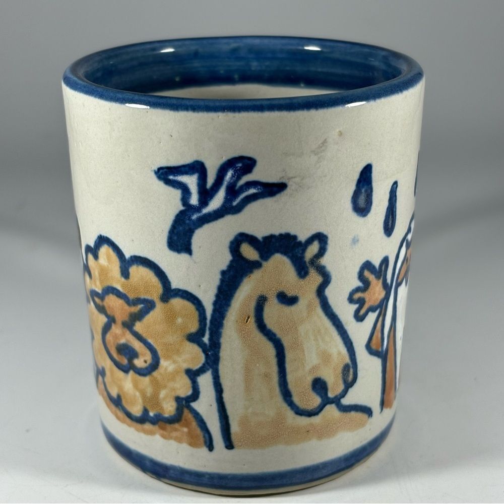 USA Made Louisville Stoneware Noahs Ark Pottery Small Coffee‎ Cup Mug - Picture 2 of 5